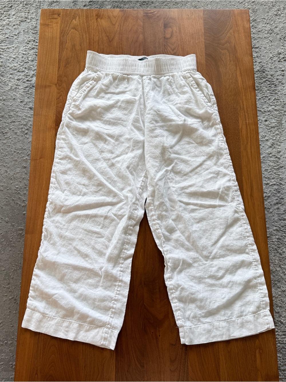 Tahari White 100% Linen Cropped Pants – Size S